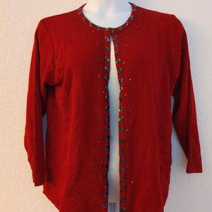 Shuaideya Women's red cardigan sweater (L)